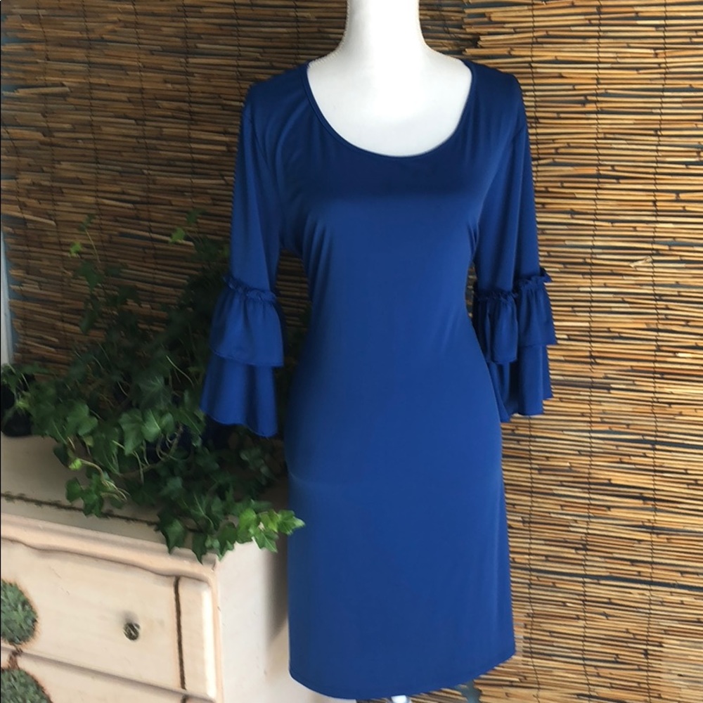 Blue bell sleeve dress